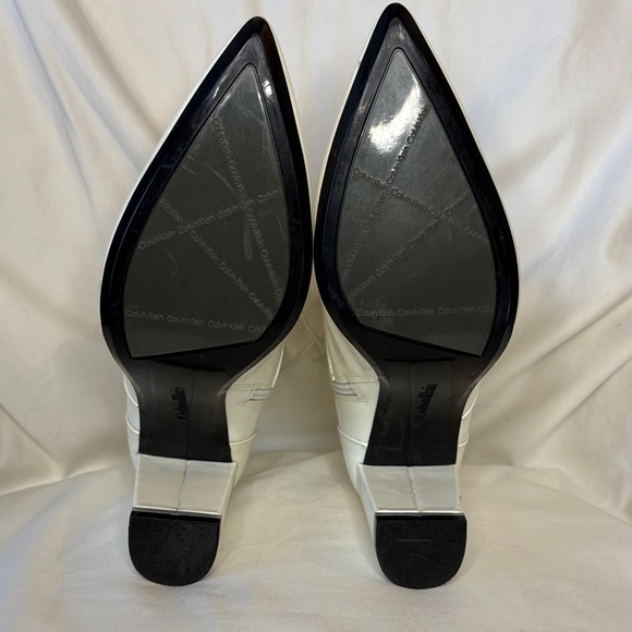 Calvin Klein Patent Leather White Lace-Up Boots Sz 9 - Picture 6 of 15